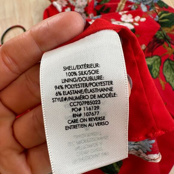 Alice + Olivia Marybeth Chinoiserie Garden & Ruby Print Silk Halter Top - Picture 7 of 9